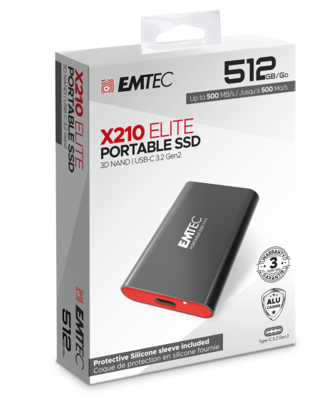 SSD Portable EMTEC 512GB USB-C 3.2 Gen2 X210 ELITE