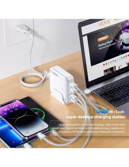 Multi Chargeur VIDVIE 2*Ports USB/ 2*Type-C 100W Super Fast Charging