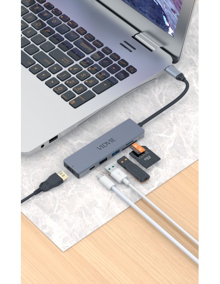 Hub Type-C Vidvie 6 en 1 - Dark Grey