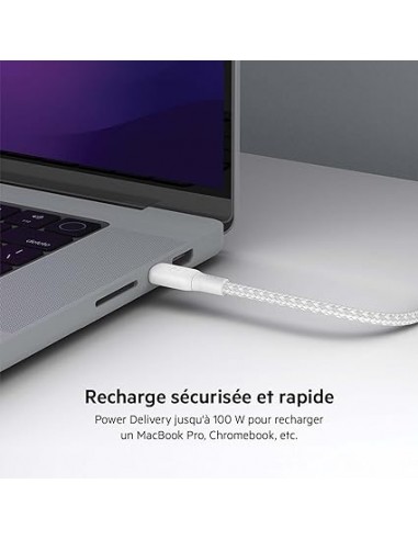 Câble USB-C Vers USB-C Belkin 100W 2M - Blanc
