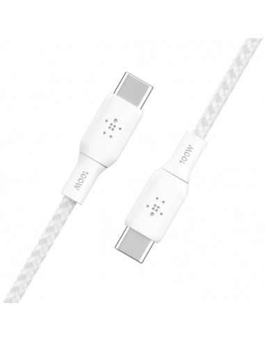 Câble USB-C Vers USB-C Belkin 100W 2M - Blanc