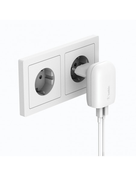 Chargeur Rapide Secteur Belkin Double Port  USB-C / USB 37W - Blanc