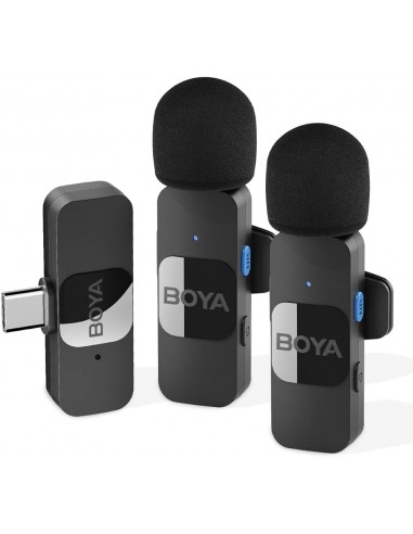 Double Micro Cravate Boya BY-V20, sans Fil USB-C pour Smartphone Type-C/ iPhone Vlogging youtube