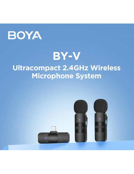 Double Micro Cravate Boya BY-V20, sans Fil USB-C pour Smartphone Type-C/ iPhone Vlogging youtube