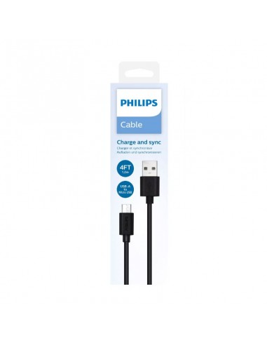 Cable USB-A Vers USB-C PHILIPS 1.2M - Black