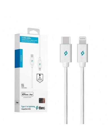 Cable Lightning Vers Type-C ttec Super Fast Charging 1m - Blanc