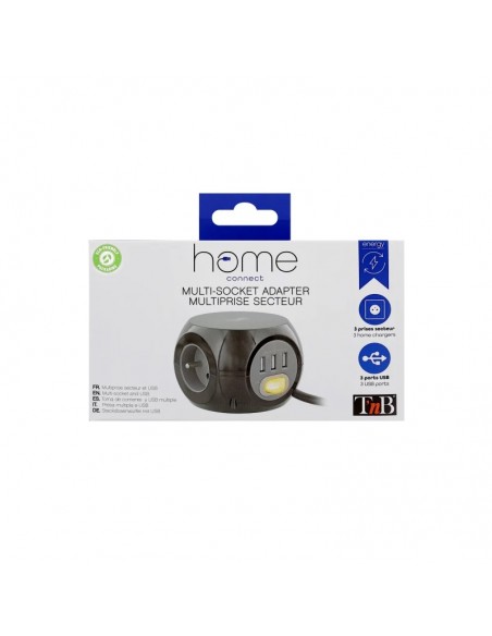 Multiprises Secteur T'nb 2 en 1 - Black