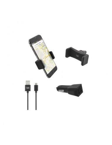 Pack 3 en 1 Support Voiture + Chargeur + Cable Micro-USB T'nB