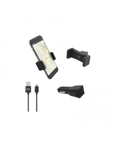 Pack 3 en 1 Support Voiture + Chargeur + Cable Micro-USB T'nB Pack 3 en 1 Support Voiture + Chargeur + Cable Micro-USB T'nB