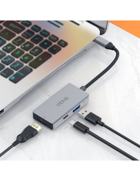 Hub Type-c VIDVIE 3 en 1 Dark Grey