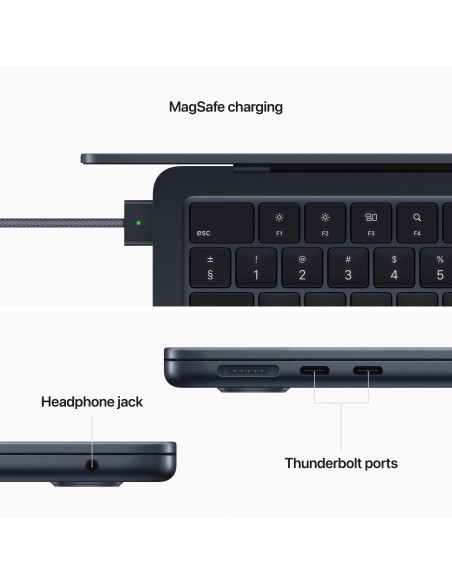 MacBook Air 13" Apple M2 CPU 8C GPU 8C 16GB SSD 256Go - Midnight