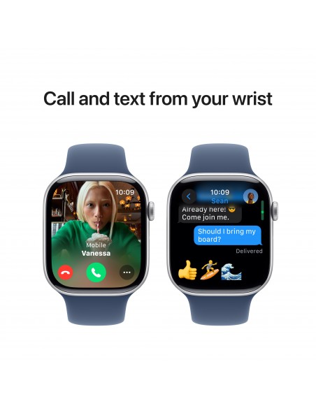 Apple Watch Series 10 GPS 46mm Silver Aluminium Case with Denim Sport Band M/L