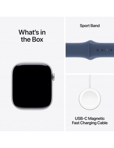 Apple Watch Series 10 GPS 46mm Silver Aluminium Case with Denim Sport Band M/L