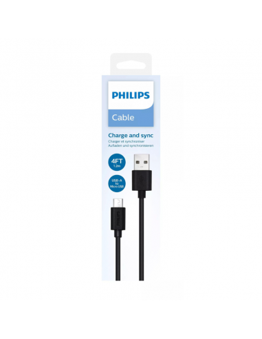 Cable USB-A Vers Micro USB PHILIPS 1.2M - Black