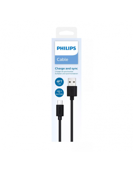 Cable USB-A Vers Micro USB PHILIPS 1.2M - Black
